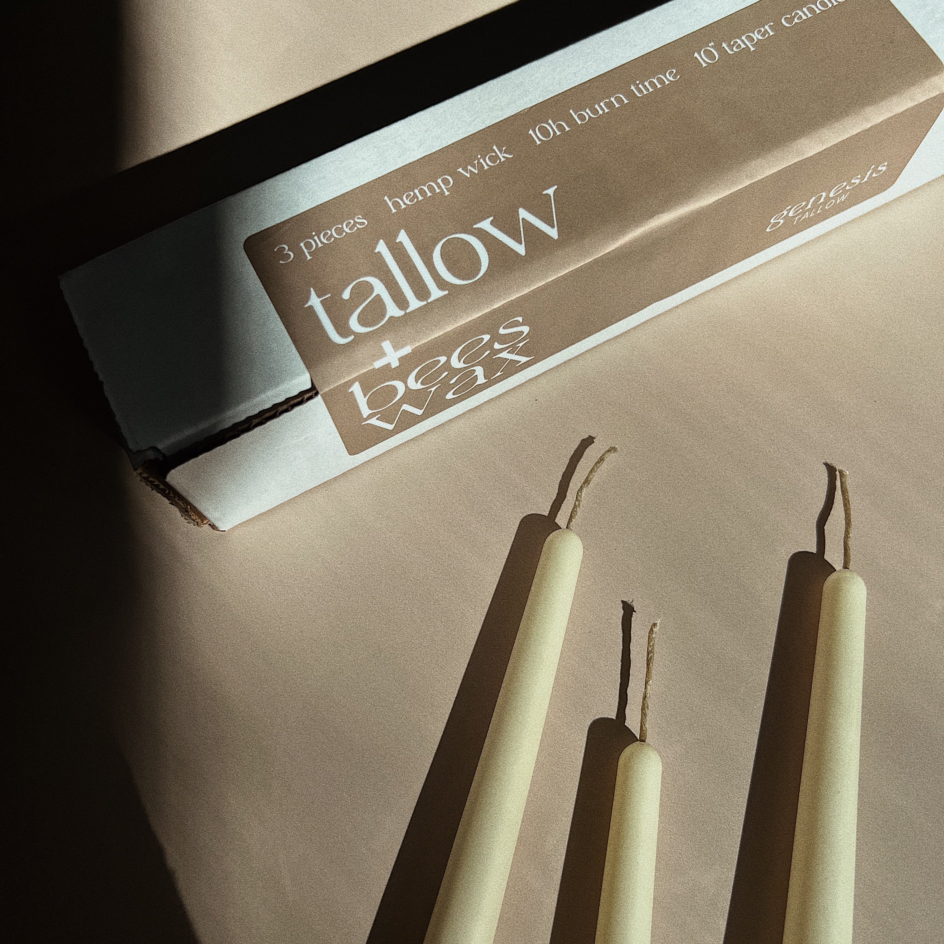 Tallow Taper Candles | Beeswax Natural Candles