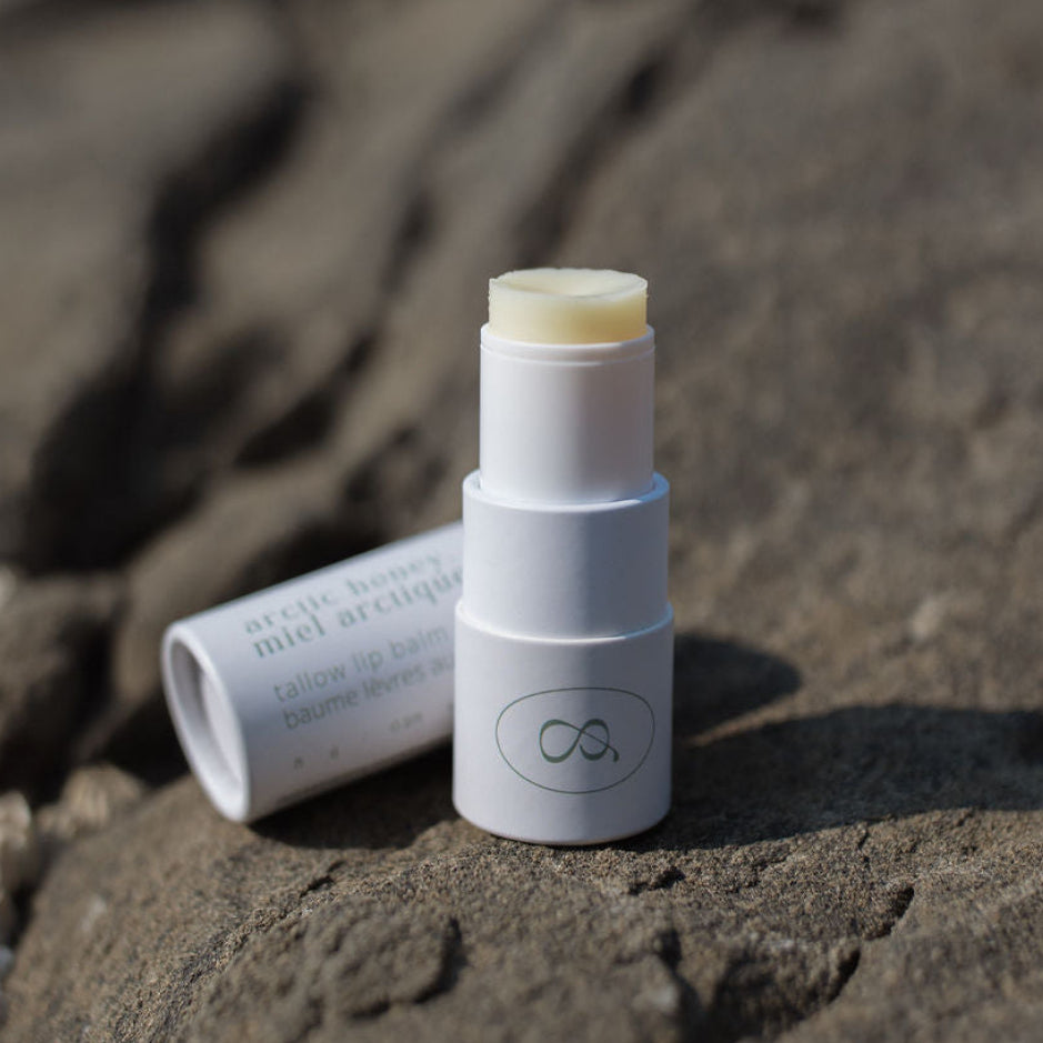 Honey Mint natural tallow lip balm made with grass-fed tallow in paper tube plastic free Canadian